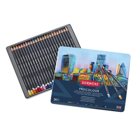 DERWENT Procolour Pencils Tin 24 Asst