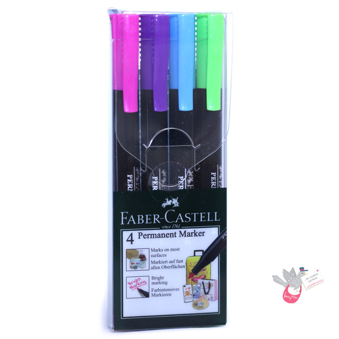 FABER-CASTELL Permanent Bullet Tip Marker - Fine - Set 4 - Brights
