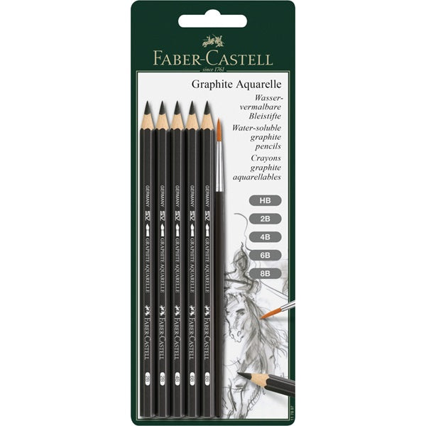 FABER-CASTELL Graphite Aquarelle - Set of 5 and Brush