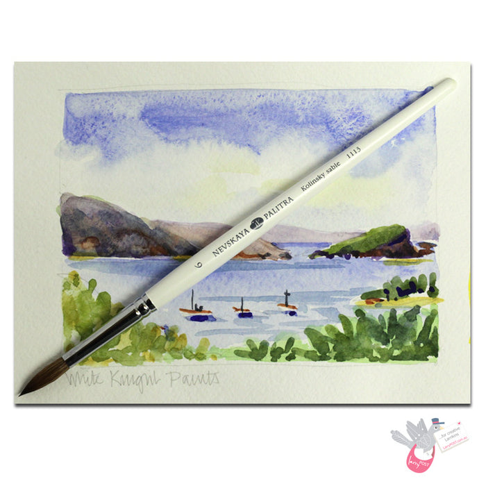 NEVSKAYA PALITRA Brush - 1113 - Pure Kolinsky Sable - Short Handle - Round Size 6 (7 x 24mm, like #10)