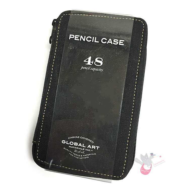 GLOBAL ART Canvas Pencil Case - 48 Pencils - Black