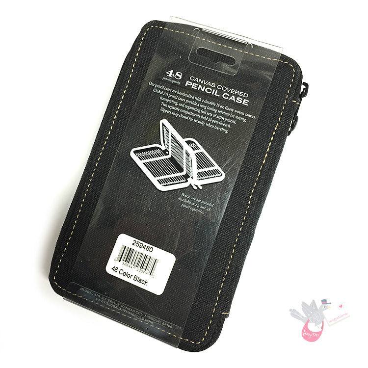 GLOBAL ART Canvas Pencil Case - Holds 36-48 Pencils - Black
