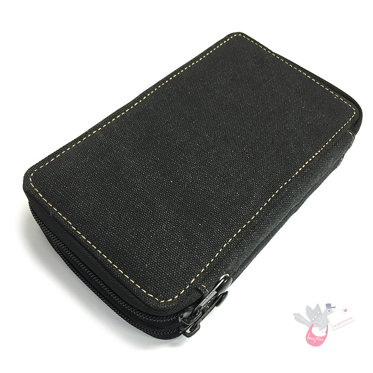 GLOBAL ART Canvas Pencil Case - Holds 36-48 Pencils - Black