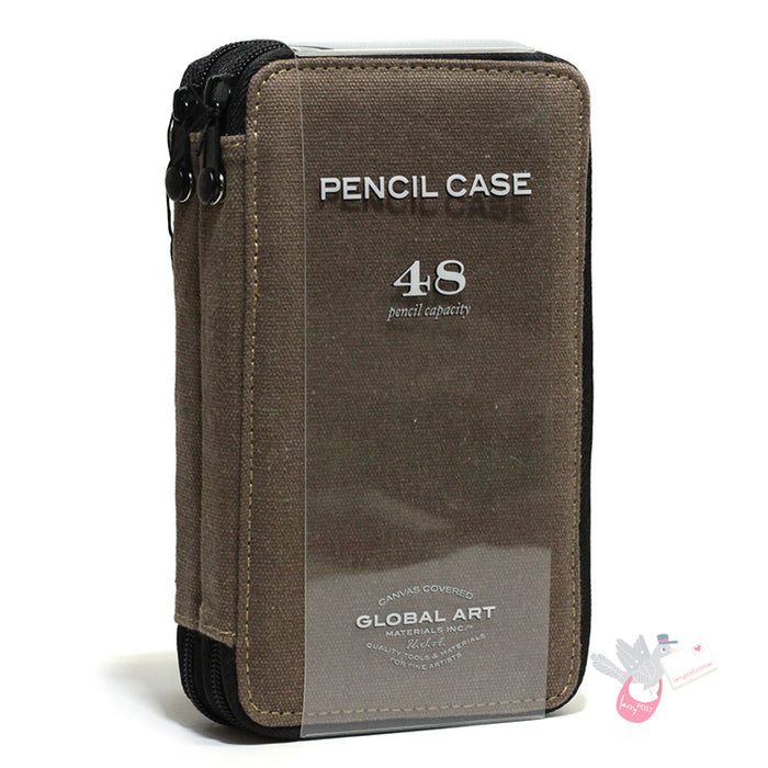 GLOBAL ART Canvas Pencil Case - Holds 36-48 Pencils - Chocolate