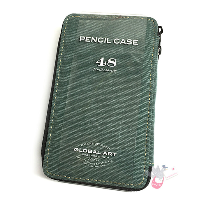 GLOBAL ART Canvas Pencil Case - Holds 36-48 Pencils - Steel Blue