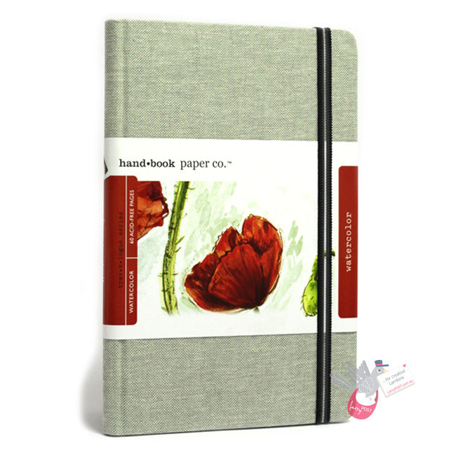 HAND-BOOK JOURNAL CO - Travelogue Series - Watercolour Journal (200gsm) - (5.25 x 8.25" / 13.3 x 21cm) - Grey Linen