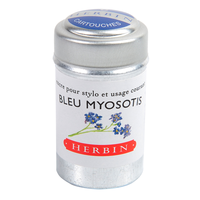 HERBIN Fountain Pen Ink Cartridge (38mm universal) - Tin 6 - Mysotis Blue (Forget-Me-Not)