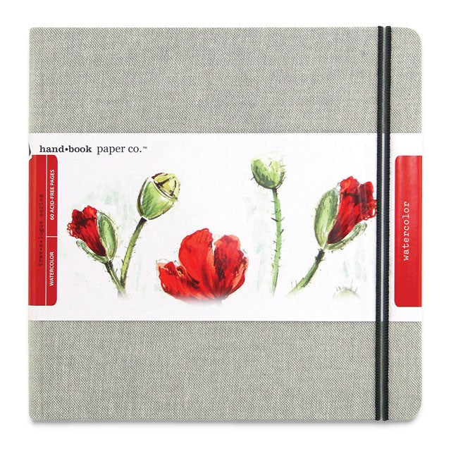 HAND-BOOK JOURNAL CO - Travelogue Series - Watercolour Journal (200gsm) - Insta Square (8.25 x 8.25" / 21 x 21cm) - Grey Linen
