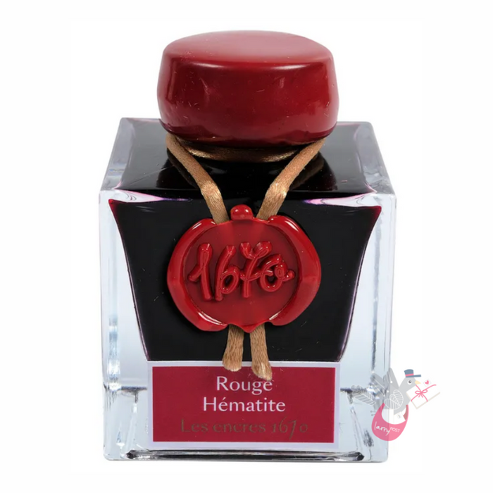 HERBIN Prestige 1670 (Shimmer) Fountain Pen Ink - 50mL - Rouge Hermatite (Red Hematite/Gold)