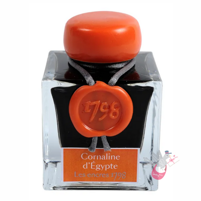 HERBIN Prestige 1798 (Shimmer) Fountain Pen Ink - 50mL - Cornelian d'Egypte (Egyptian Orange/Silver)