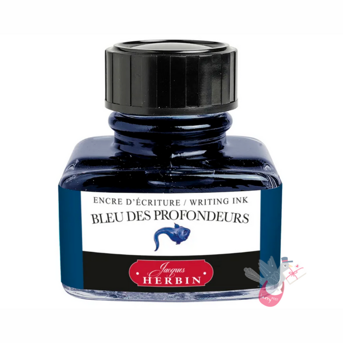 HERBIN "Jewel of Inks" Fountain Pen Ink - 30mL (with pen rest) - Perle Noire (Pearl Black)