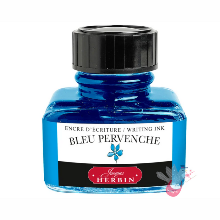 HERBIN "Jewel of Inks" Fountain Pen Ink - 30mL (with pen rest) - Bleu Pervenche (Periwinkle Blue)