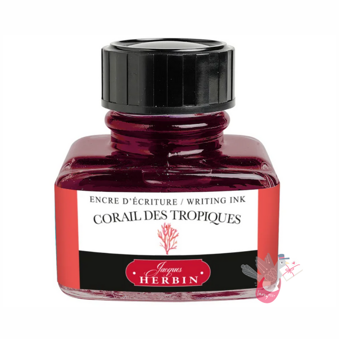 HERBIN "Jewel of Inks" Fountain Pen Ink - 30mL (with pen rest) - Corail des Tropiques (Tropical Coral)