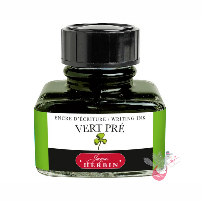HERBIN "Jewel of Inks" Fountain Pen Ink - 30mL (with pen rest) - Vert Pre (Green Grass)