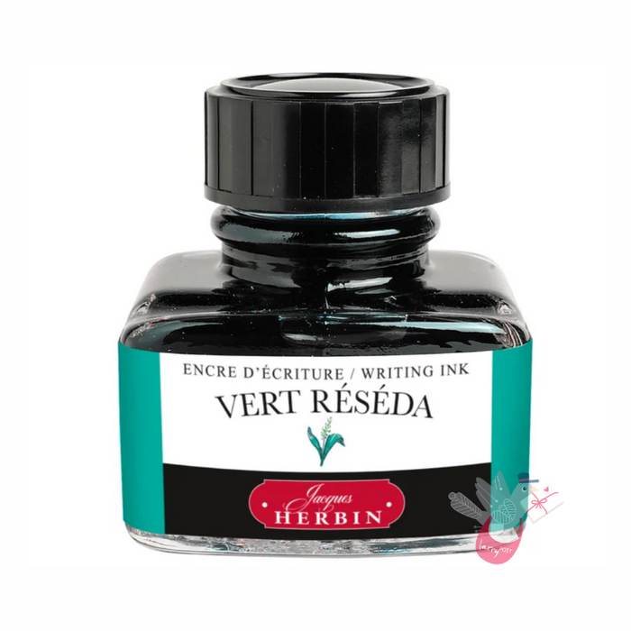HERBIN "Jewel of Inks" Fountain Pen Ink - 30mL (with pen rest) - Vert Reseda (Reseda Green)
