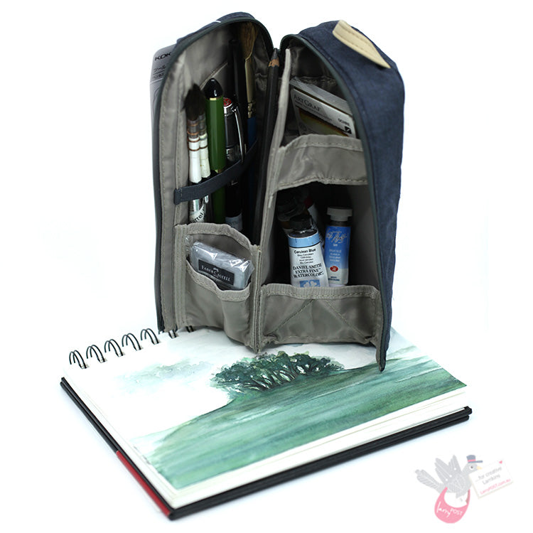 KOKUYO Neocritz Shelf Stand Up Pencil Case - Midnight Blue/Taupe