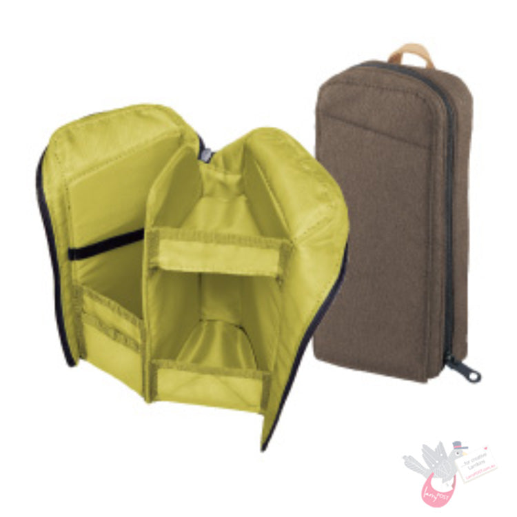 KOKUYO Neocritz Shelf Stand Up Pencil Case - Oatmeal/Lime