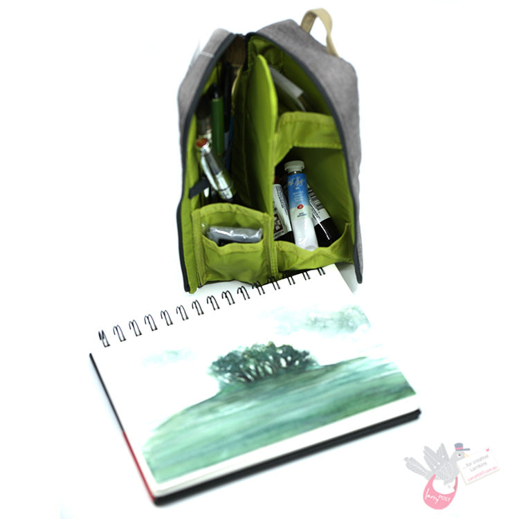 KOKUYO Neocritz Shelf Stand Up Pencil Case - Oatmeal/Lime