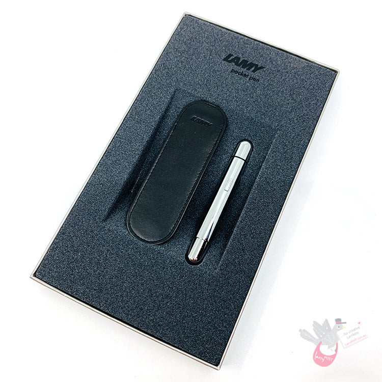 LAMY Pico Ballpoint Pen with Pouch - Chrome Shiny