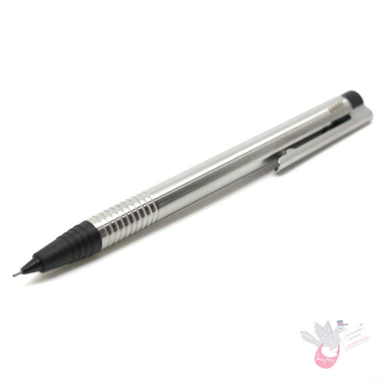 LAMY Logo Mechanical Pencil - Polished Stainless Steel / Matt Black Tip - 0.7mm lead