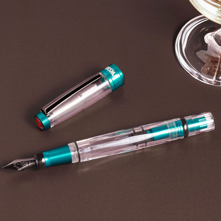 TWSBI Diamond 580ALR Caribbean Fountain Pen - Onyx plated 1.1mm Italic (stub) Nib