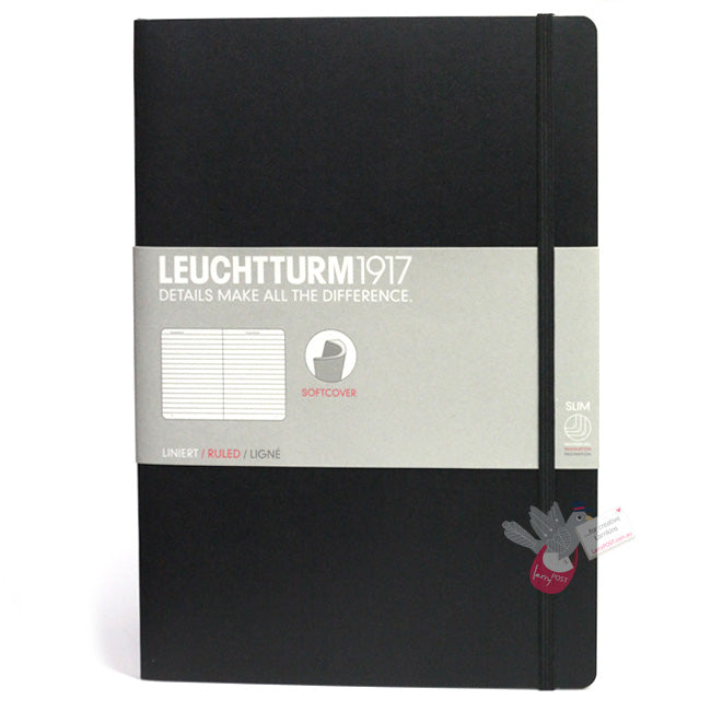 LEUCHTTURM1917 Composition Notebook Soft Cover - B5 - Ruled - Black