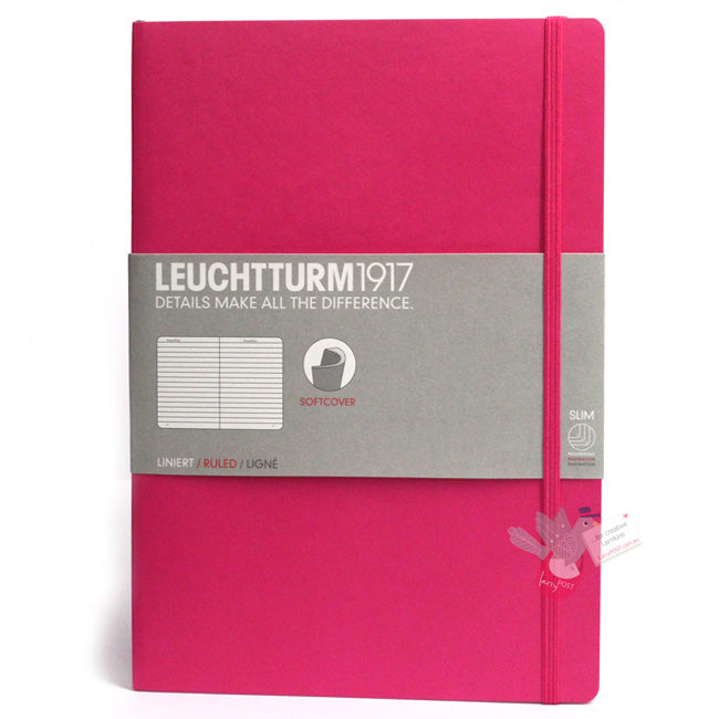 LEUCHTTURM1917 Composition Notebook Soft Cover - B5 - Ruled - Hot Pink