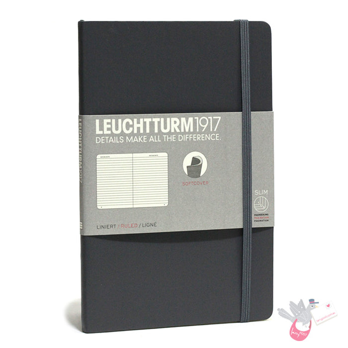 LEUCHTTURM1917 Composition Notebook Soft Cover - B6 - Ruled - Anthracite (Grey)