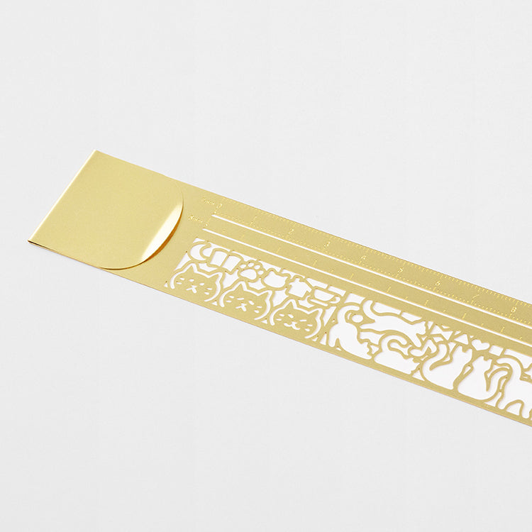 MIDORI - Clip Ruler - 10cm - Brass - Cat