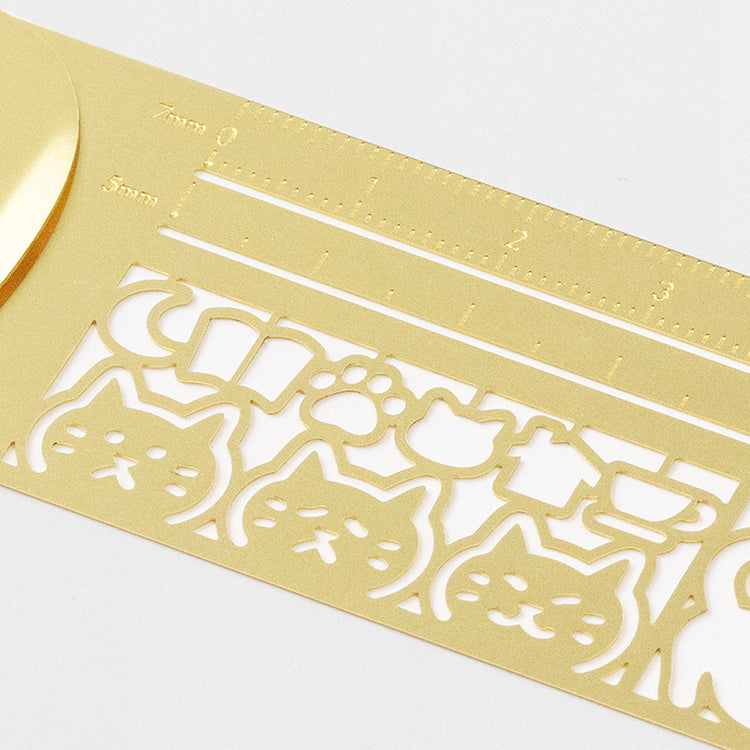 MIDORI - Clip Ruler - 10cm - Brass - Cat