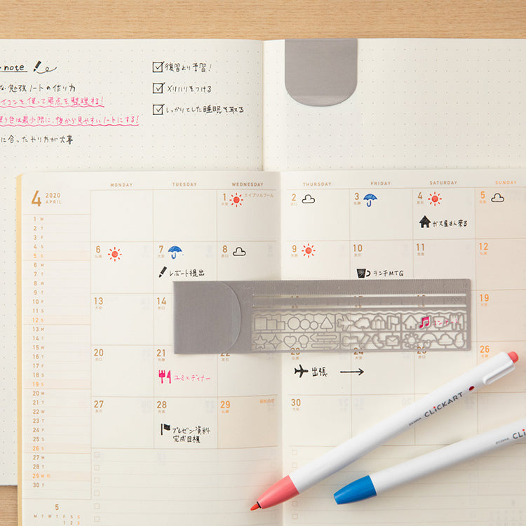 MIDORI - Clip Ruler - 10cm - Silver