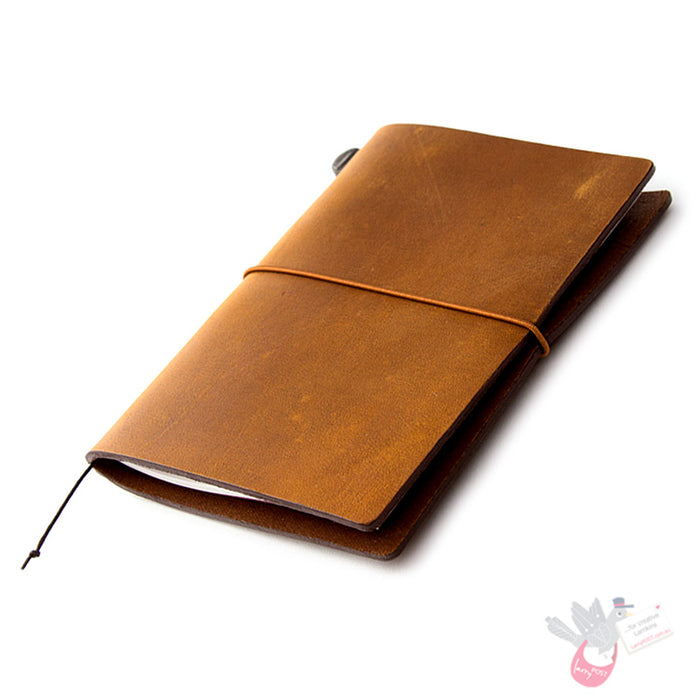 Traveler's Company Leather Notebook - Passport Size Starter Kit - Camel
