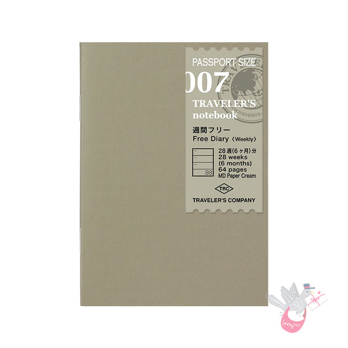 Traveler's Company - Diary Insert - Passport Size - 007 Undated Weekly Horizontal Diary