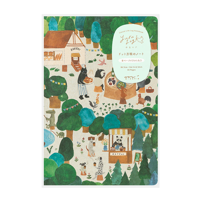 MIDORI - Yuru Log - Soft Cover Notebook - B6 - Dotted - Forest