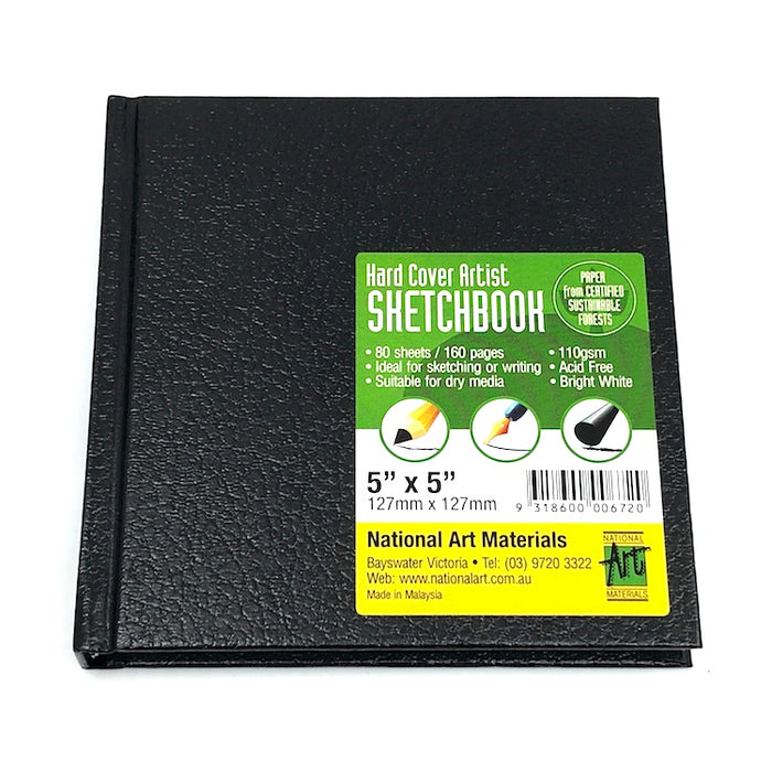 NAM Hard Cover Artist Sketchbook - Cartridge Paper - 110gsm - 160pages - Insta Square (127 x 127mm)