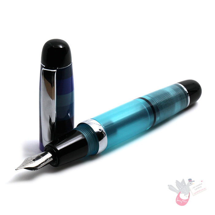OPUS 88 Mini Pocket Fountain Pen - Stripe / Blue - Broad Nib