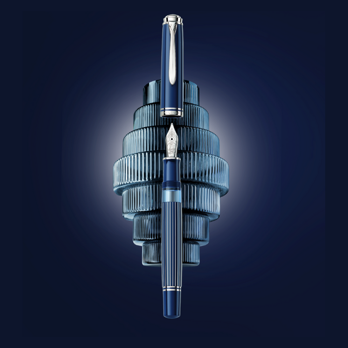 PELIKAN Souveran M815 Fountain Pen - Metal Striped Blue (Limited Edition)