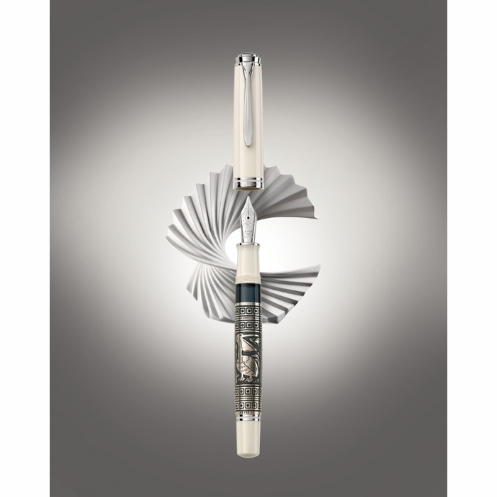 PELIKAN Toledo M910 (18K nib, 925 Silver Sleeve) Fountain Pen - White - Fine
