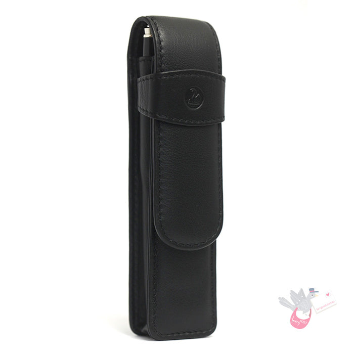 PELIKAN Black Leather Pen Pouch - Double