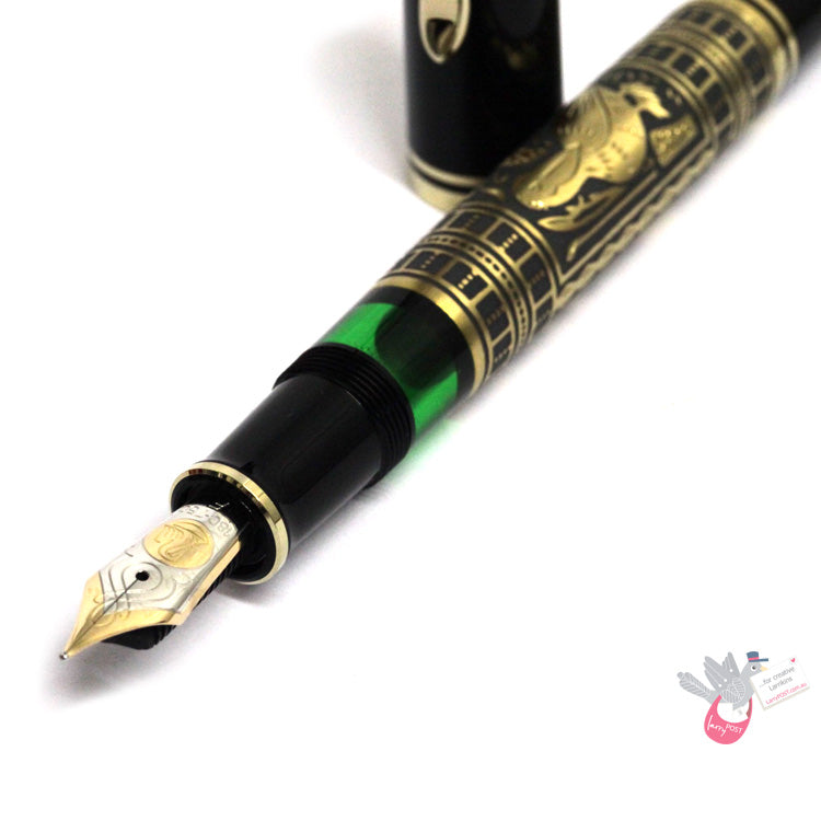 PELIKAN Toledo M900 (18K nib, 925 Silver Sleeve) Fountain Pen - Black