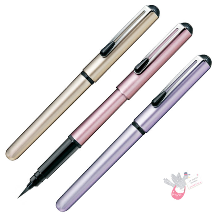 PENTEL Pocket Brush Pen Metallic Pink (includes 2 black permanent ink cartridges)