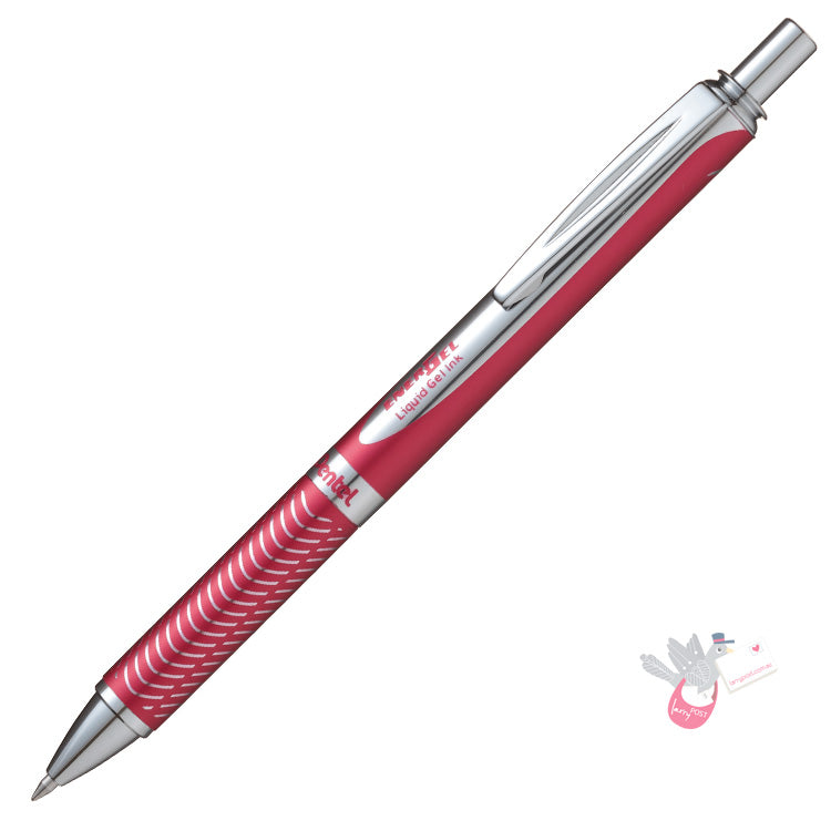 PENTEL Energel Retractable Gel Pen - Red Barrel - 0.7mm - Metal Gift Box