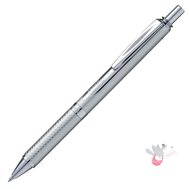 PENTEL Energel Retractable Gel Pen - Silver Barrel - 0.7mm - Metal Gift Box