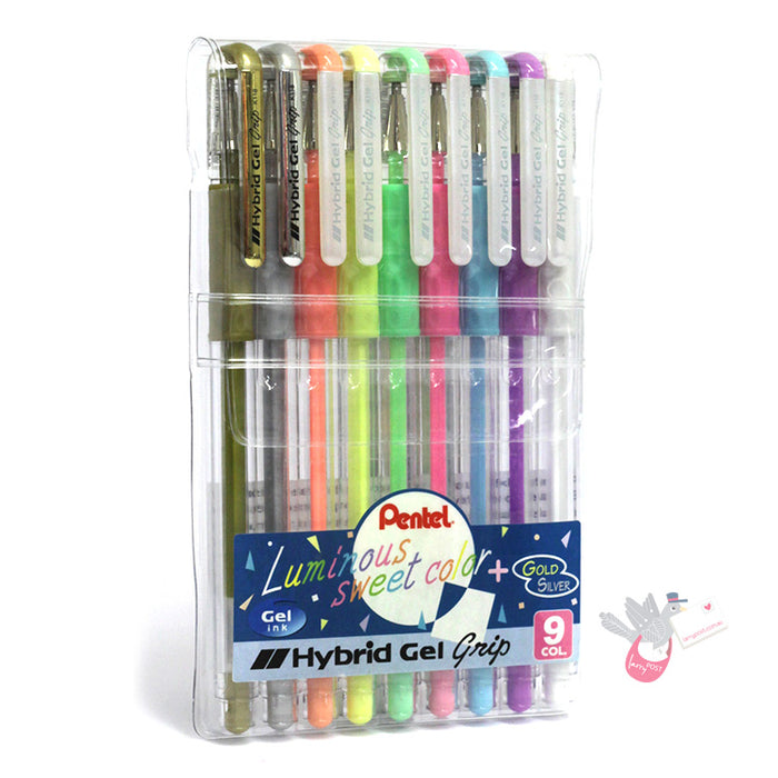 PENTEL Gel Pen Hybrid Gel 0.8mm Wallet x 9