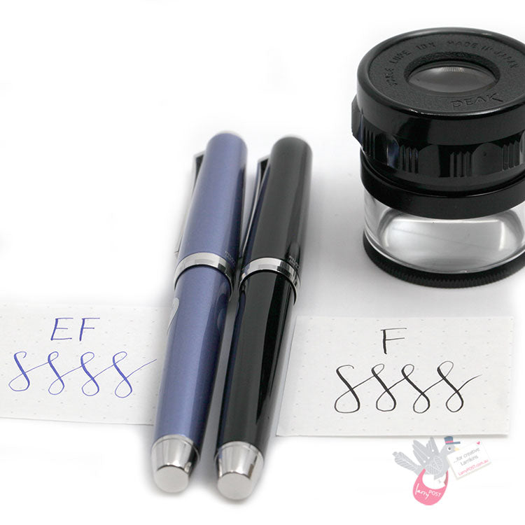 PILOT Metal Falcon Fountain Pen (14ct Gold Rhodium Plated Nib and Con-70) - Light Blue - Soft Extra Fine Nib