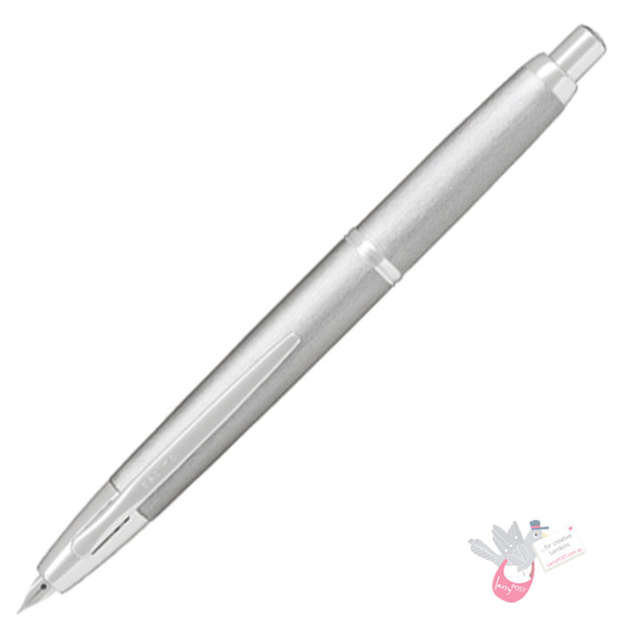 PILOT Capless Decimo Alumite Fountain Pen (18ct Gold Nib & Converter-40) - Silver - Medium Nib