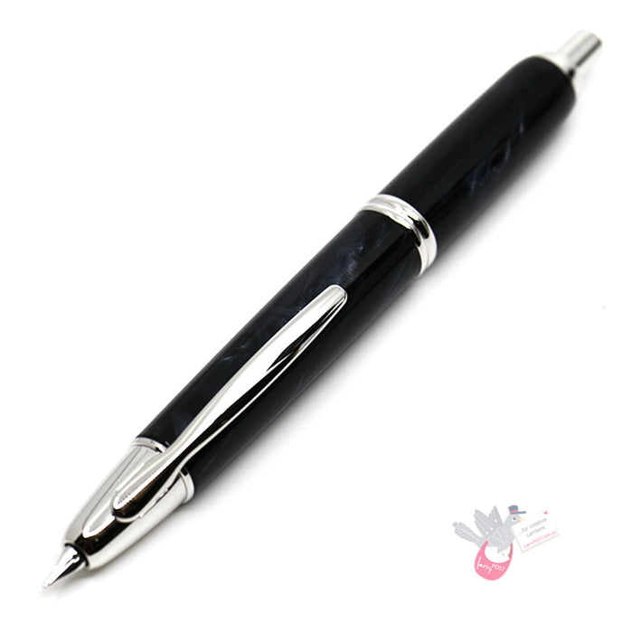 PILOT Capless SE (Vanishing Point) Fountain Pen (18ct Gold Nib & Converter) - Black Marble Resin - Fine Nib