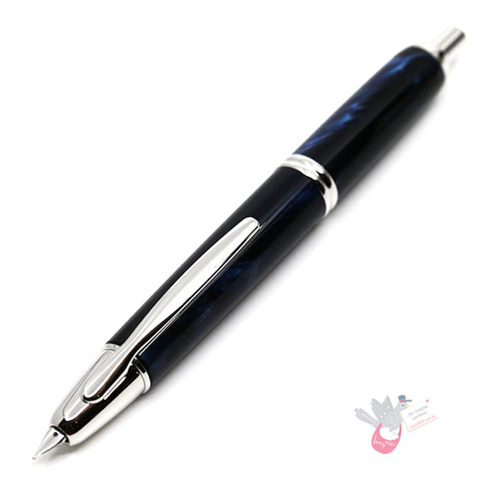 PILOT Capless SE (Vanishing Point) Fountain Pen (18ct Gold Nib & Converter) - Blue Marble Resin - Fine Nib