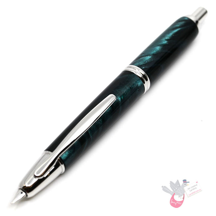 PILOT Capless SE (Vanishing Point) Fountain Pen (18ct Gold Nib & Converter) - Green Marble Resin - Medium Nib