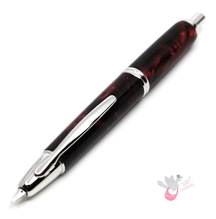 PILOT Capless SE (Vanishing Point) Fountain Pen (18ct Gold Nib & Converter) - Red Marble Resin - Medium Nib
